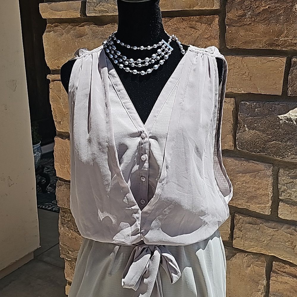 Gray sheer fully lined flowy summer dress size large
